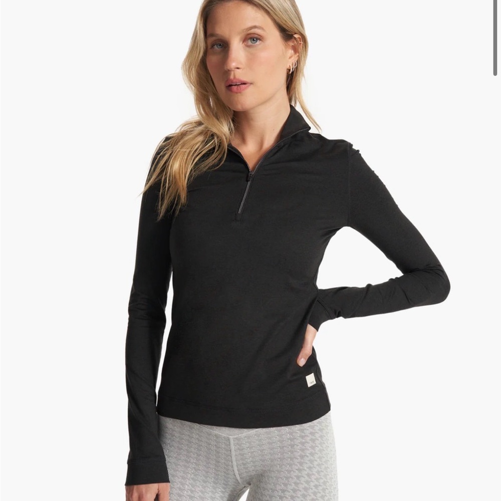 NWT Vuori Women's Black Halo Essential Half Zip